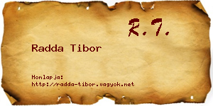 Radda Tibor névjegykártya